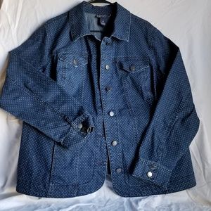 Charter club blue denim polka dotted jacketsize 3x